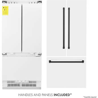 Z Line ZLINE 36 Inch Autograph Edition 19.6 cu. ft. Built-in 3-Door French Door Refrigerator: White Matte With Matte Black Accents — thumbnail 24