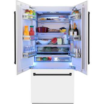 Z Line ZLINE 36 Inch Autograph Edition 19.6 cu. ft. Built-in 3-Door French Door Refrigerator: White Matte With Matte Black Accents — thumbnail 29