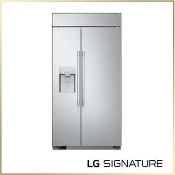 LG LG Signature 42 Inch 26.5 Cu. Ft. Built-In Side By Side Refrigeratior With Linear Compressor, Surrounding LED, Sliding Baskets, Pull-Out Drawers, And In-Door Ice: Stainless Steel