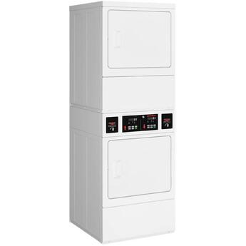 Speed Queen SSGNYFGS116TW01 27 Inch Commercial Gas Stacked Dryer on Dryer Laundry Center