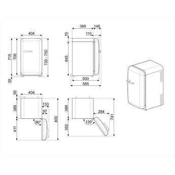 Smeg FAB5URCR3 16 Inch Freestanding Counter Depth Compact Refrigerator — thumbnail 4