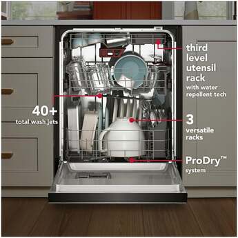 KitchenAid 24 Inch Built-In Dishwasher With Third Level Utensil Rack, 40+ Wash Jets, 41 dB And Front Controls: Black Ore — thumbnail 3