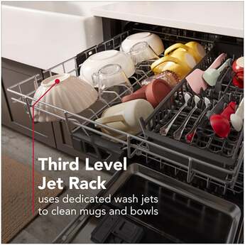 KitchenAid 24 Inch Built-In Dishwasher With Third Level Utensil Rack, 40+ Wash Jets, 41 dB And Front Controls: Black Ore — thumbnail 4