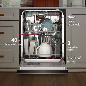 KitchenAid 24 Inch Built-In Dishwasher With Third Level Utensil Rack, 40+ Wash Jets, 41 dB And Front Controls: Juniper — thumbnail 3