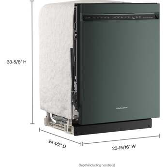 KitchenAid 24 Inch Built-In Dishwasher With Third Level Utensil Rack, 360 Degree Max Jets, ProDry And Front Controls: Juniper — thumbnail 4