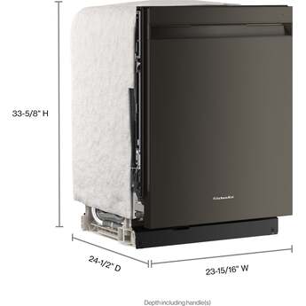 KitchenAid 24 Inch Fully Integrated Built-In Dishwasher with 16 Place Setting Capacity, 5 Wash Cycles, 50+ Total Wash Jets, 360° Max Jets™ Third Rack, 7.25 cu. ft. MaxTub, Advanced ProDry™ System, Automatic Door Open Dry System, and True Self-Cleaning Filtration: Black Ore — thumbnail 18