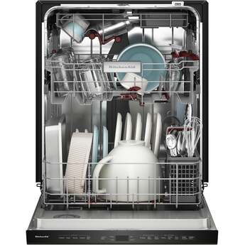 KitchenAid 24 Inch Fully Integrated Built-In Dishwasher with 16 Place Setting Capacity, 5 Wash Cycles, 50+ Total Wash Jets, 360° Max Jets™ Third Rack, 7.25 cu. ft. MaxTub, Advanced ProDry™ System, Automatic Door Open Dry System, and True Self-Cleaning Filtration: Black Ore — thumbnail 3