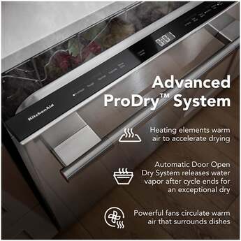 KitchenAid 24 Inch Built-In Dishwasher With Third Level Utensil Rack, 360 Degree Max Jets, Advanced ProDry, 44 dB And Bar Handle: Black Ore — thumbnail 7