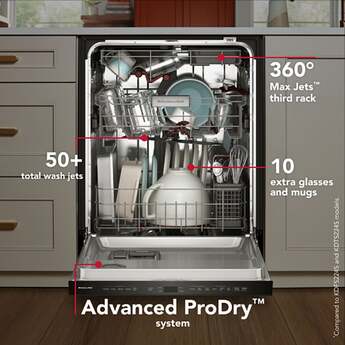 KitchenAid 24 Inch Built-In Dishwasher With Third Level Utensil Rack, 360 Degree Max Jets, Advanced ProDry, Ultra-Bright LED Lighting, 44 dB And Bar Handle: Black Ore — thumbnail 30