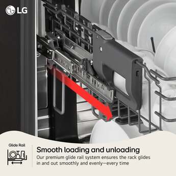 LG 24 Inch Built-In Dishwasher With 1Hr Cycle, Flushfit, Top Control, Pocket Handle, 44 Db, Smart Wi-Fi With Remote Start, Quadwash Pro, Dynamic Heat Dry With Autovent Dry, True Steam, Adj. 3Rd Rack, Middle With Glide Rails, Wheel Bearing In Lower Rack, Floor Status Indicator Light: Printproof Stainless Steel — thumbnail 11