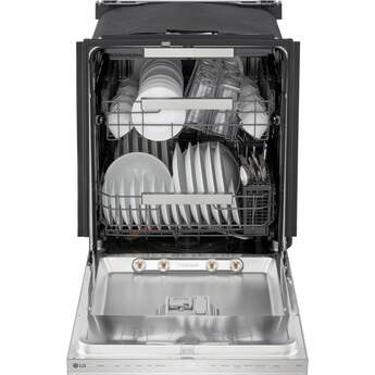 LG 24 Inch Built-In Dishwasher With 1Hr Cycle, Flushfit, Top Control, Pocket Handle, 44 Db, Smart Wi-Fi With Remote Start, Quadwash Pro, Dynamic Heat Dry With Autovent Dry, True Steam, Adj. 3Rd Rack, Middle With Glide Rails, Wheel Bearing In Lower Rack, Floor Status Indicator Light: Printproof Stainless Steel — thumbnail 4
