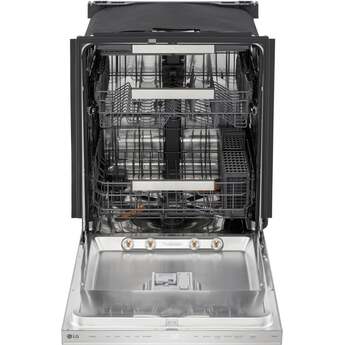 LG 24 Inch Built-In Dishwasher With 1Hr Cycle, Flushfit, Top Control, Pocket Handle, 44 Db, Smart Wi-Fi With Remote Start, Quadwash Pro, Dynamic Heat Dry With Autovent Dry, True Steam, Adj. 3Rd Rack, Middle With Glide Rails, Wheel Bearing In Lower Rack, Floor Status Indicator Light: Printproof Stainless Steel — thumbnail 5