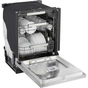 LG 24 Inch Built-In Dishwasher With 1Hr Cycle, Flushfit, Top Control, Pocket Handle, 44 Db, Smart Wi-Fi With Remote Start, Quadwash Pro, Dynamic Heat Dry With Autovent Dry, True Steam, Adj. 3Rd Rack, Middle With Glide Rails, Wheel Bearing In Lower Rack, Floor Status Indicator Light: Printproof Stainless Steel — thumbnail 7