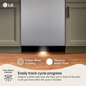 LG 24 Inch Built-In Dishwasher With FlushFit, 1HR Cycle, Top Control, Pocket Handle, 42 dB, Smart Wi-Fi With Remote Start, QuadWash Pro, Dynamic Heat Dry with AutoVent Dry, True Steam, Adjustable 3rd Rack, Middle with Glide Rails, Wheel Bearing in lower rack, LED Tub Light, Floor Status Indicator Light: Stainless Steel — thumbnail 13