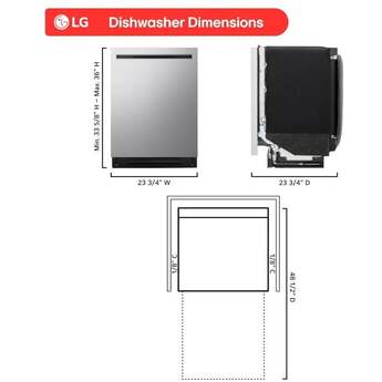 LG 24 Inch Built-In Dishwasher With FlushFit, 1HR Cycle, Top Control, Pocket Handle, 42 dB, Smart Wi-Fi With Remote Start, QuadWash Pro, Dynamic Heat Dry with AutoVent Dry, True Steam, Adjustable 3rd Rack, Middle with Glide Rails, Wheel Bearing in lower rack, LED Tub Light, Floor Status Indicator Light: Stainless Steel — thumbnail 2