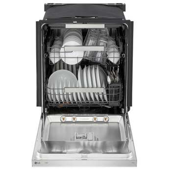 LG 24 Inch Built-In Dishwasher With FlushFit, 1HR Cycle, Top Control, Pocket Handle, 42 dB, Smart Wi-Fi With Remote Start, QuadWash Pro, Dynamic Heat Dry with AutoVent Dry, True Steam, Adjustable 3rd Rack, Middle with Glide Rails, Wheel Bearing in lower rack, LED Tub Light, Floor Status Indicator Light: Stainless Steel — thumbnail 4