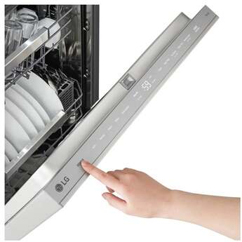 LG 24 Inch Built-In Dishwasher With FlushFit, 1HR Cycle, Top Control, Pocket Handle, 42 dB, Smart Wi-Fi With Remote Start, QuadWash Pro, Dynamic Heat Dry with AutoVent Dry, True Steam, Adjustable 3rd Rack, Middle with Glide Rails, Wheel Bearing in lower rack, LED Tub Light, Floor Status Indicator Light: Stainless Steel — thumbnail 9