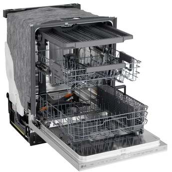 LG 24 Inch Built-In Dishwasher With Flushfit, 1Hr Cycle, Top Control, Pocket Handle, 46 Db, Smart Wi-Fi With Remote Start, Quadwash Pro, Dynamic Heat Dry With Autovent? Dry, Steam, Fixed 3rd Rack, Adjustable Middle Rack, Floor Status Indicator Light: Stainless Steel — thumbnail 13
