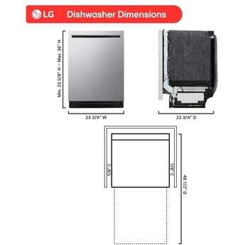 LG 24 Inch Built-In Dishwasher With Flushfit, 1Hr Cycle, Top Control, Pocket Handle, 46 Db, Smart Wi-Fi With Remote Start, Quadwash Pro, Dynamic Heat Dry With Autovent? Dry, Steam, Fixed 3rd Rack, Adjustable Middle Rack, Floor Status Indicator Light: Stainless Steel — thumbnail 25