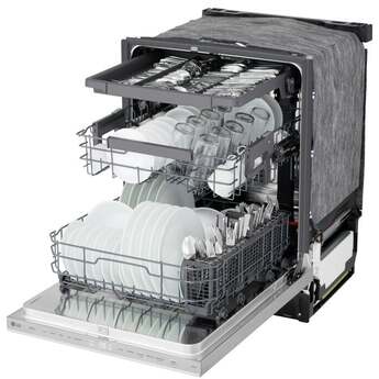 LG 24 Inch Built-In Dishwasher With Flushfit, 1Hr Cycle, Top Control, Pocket Handle, 46 Db, Smart Wi-Fi With Remote Start, Quadwash Pro, Dynamic Heat Dry With Autovent? Dry, Steam, Fixed 3rd Rack, Adjustable Middle Rack, Floor Status Indicator Light: Stainless Steel — thumbnail 8