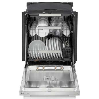 LG 24 Inch Built-In Dishwasher With FlushFit, 1HR Cycle, Top Control, Towel Bar Handle, 42 dB, Smart Wi-Fi With Remote Start, QuadWash Pro, Dynamic Heat Dry with AutoVent Dry, True Steam, Adjustable 3rd Rack, Middle with Glide Rails, Wheel Bearing in lower rack, LED Tub Light, Floor Status Indicator Light: Stainless Steel — thumbnail 10