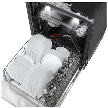 LG 24 Inch Built-In Dishwasher With FlushFit, 1HR Cycle, Top Control, Towel Bar Handle, 42 dB, Smart Wi-Fi With Remote Start, QuadWash Pro, Dynamic Heat Dry with AutoVent Dry, True Steam, Adjustable 3rd Rack, Middle with Glide Rails, Wheel Bearing in lower rack, LED Tub Light, Floor Status Indicator Light: Stainless Steel — thumbnail 12