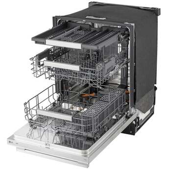 LG 24 Inch Built-In Dishwasher With FlushFit, 1HR Cycle, Top Control, Towel Bar Handle, 42 dB, Smart Wi-Fi With Remote Start, QuadWash Pro, Dynamic Heat Dry with AutoVent Dry, True Steam, Adjustable 3rd Rack, Middle with Glide Rails, Wheel Bearing in lower rack, LED Tub Light, Floor Status Indicator Light: Stainless Steel — thumbnail 14