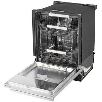 LG 24 Inch Built-In Dishwasher With FlushFit, 1HR Cycle, Top Control, Towel Bar Handle, 42 dB, Smart Wi-Fi With Remote Start, QuadWash Pro, Dynamic Heat Dry with AutoVent Dry, True Steam, Adjustable 3rd Rack, Middle with Glide Rails, Wheel Bearing in lower rack, LED Tub Light, Floor Status Indicator Light: Stainless Steel — thumbnail 16