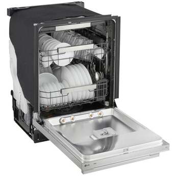 LG 24 Inch Built-In Dishwasher With FlushFit, 1HR Cycle, Top Control, Towel Bar Handle, 42 dB, Smart Wi-Fi With Remote Start, QuadWash Pro, Dynamic Heat Dry with AutoVent Dry, True Steam, Adjustable 3rd Rack, Middle with Glide Rails, Wheel Bearing in lower rack, LED Tub Light, Floor Status Indicator Light: Stainless Steel — thumbnail 17