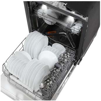 LG 24 Inch Built-In Dishwasher With FlushFit, 1HR Cycle, Top Control, Towel Bar Handle, 42 dB, Smart Wi-Fi With Remote Start, QuadWash Pro, Dynamic Heat Dry with AutoVent Dry, True Steam, Adjustable 3rd Rack, Middle with Glide Rails, Wheel Bearing in lower rack, LED Tub Light, Floor Status Indicator Light: Stainless Steel — thumbnail 24