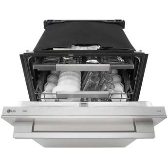 LG 24 Inch Built-In Dishwasher With FlushFit, 1HR Cycle, Top Control, Towel Bar Handle, 42 dB, Smart Wi-Fi With Remote Start, QuadWash Pro, Dynamic Heat Dry with AutoVent Dry, True Steam, Adjustable 3rd Rack, Middle with Glide Rails, Wheel Bearing in lower rack, LED Tub Light, Floor Status Indicator Light: Stainless Steel — thumbnail 34