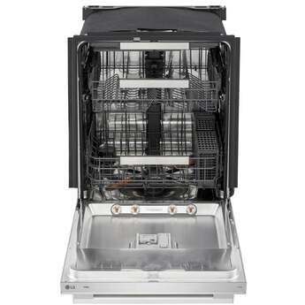 LG 24 Inch Built-In Dishwasher With FlushFit, 1HR Cycle, Top Control, Towel Bar Handle, 42 dB, Smart Wi-Fi With Remote Start, QuadWash Pro, Dynamic Heat Dry with AutoVent Dry, True Steam, Adjustable 3rd Rack, Middle with Glide Rails, Wheel Bearing in lower rack, LED Tub Light, Floor Status Indicator Light: Stainless Steel — thumbnail 4