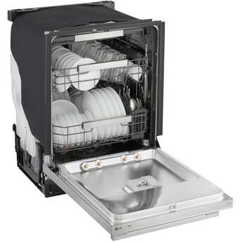 LG 24 Inch Built-In Dishwasher With FlushFit, 1HR Cycle, Top Control, Towel Bar Handle, 42 dB, Smart Wi-Fi With Remote Start, QuadWash Pro, Dynamic Heat Dry with AutoVent Dry, True Steam, Adjustable 3rd Rack, Middle with Glide Rails, Wheel Bearing in lower rack, LED Tub Light, Floor Status Indicator Light: Stainless Steel — thumbnail 40