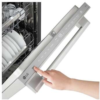 LG 24 Inch Built-In Dishwasher With FlushFit, 1HR Cycle, Top Control, Towel Bar Handle, 42 dB, Smart Wi-Fi With Remote Start, QuadWash Pro, Dynamic Heat Dry with AutoVent Dry, True Steam, Adjustable 3rd Rack, Middle with Glide Rails, Wheel Bearing in lower rack, LED Tub Light, Floor Status Indicator Light: Stainless Steel — thumbnail 8