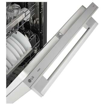 LG 24 Inch Built-In Dishwasher With FlushFit, 1HR Cycle, Top Control, Towel Bar Handle, 42 dB, Smart Wi-Fi With Remote Start, QuadWash Pro, Dynamic Heat Dry with AutoVent Dry, True Steam, Adjustable 3rd Rack, Middle with Glide Rails, Wheel Bearing in lower rack, LED Tub Light, Floor Status Indicator Light: Stainless Steel — thumbnail 9