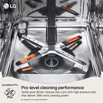 LG 24 Inch Built-In Dishwasher With Flushfit, 1Hr Cycle, Top Control, Towel Bar Handle, 46 Db, Smart Wi-Fi With Remote Start, Quadwash Pro, Dynamic Heat Dry With Autovent? Dry, Steam, Fixed 3rd Rack, Adjustable Middle Rack, Floor Status Indicator Light: Printproof Black Stainless Steel — thumbnail 11
