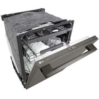 LG 24 Inch Built-In Dishwasher With Flushfit, 1Hr Cycle, Top Control, Towel Bar Handle, 46 Db, Smart Wi-Fi With Remote Start, Quadwash Pro, Dynamic Heat Dry With Autovent? Dry, Steam, Fixed 3rd Rack, Adjustable Middle Rack, Floor Status Indicator Light: Printproof Black Stainless Steel — thumbnail 12