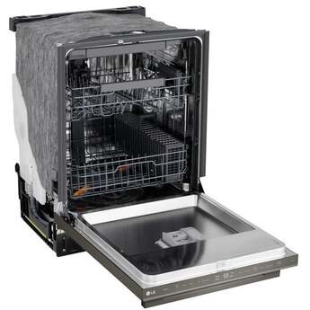 LG 24 Inch Built-In Dishwasher With Flushfit, 1Hr Cycle, Top Control, Towel Bar Handle, 46 Db, Smart Wi-Fi With Remote Start, Quadwash Pro, Dynamic Heat Dry With Autovent? Dry, Steam, Fixed 3rd Rack, Adjustable Middle Rack, Floor Status Indicator Light: Printproof Black Stainless Steel — thumbnail 16