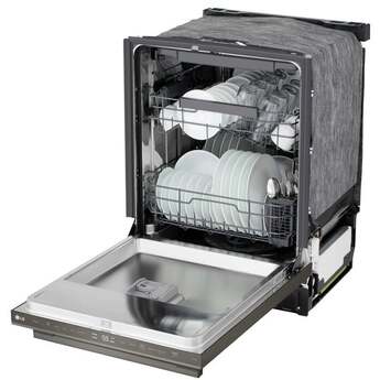 LG 24 Inch Built-In Dishwasher With Flushfit, 1Hr Cycle, Top Control, Towel Bar Handle, 46 Db, Smart Wi-Fi With Remote Start, Quadwash Pro, Dynamic Heat Dry With Autovent? Dry, Steam, Fixed 3rd Rack, Adjustable Middle Rack, Floor Status Indicator Light: Printproof Black Stainless Steel — thumbnail 20