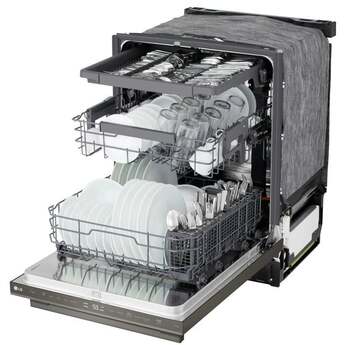 LG 24 Inch Built-In Dishwasher With Flushfit, 1Hr Cycle, Top Control, Towel Bar Handle, 46 Db, Smart Wi-Fi With Remote Start, Quadwash Pro, Dynamic Heat Dry With Autovent? Dry, Steam, Fixed 3rd Rack, Adjustable Middle Rack, Floor Status Indicator Light: Printproof Black Stainless Steel — thumbnail 21