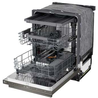 LG 24 Inch Built-In Dishwasher With Flushfit, 1Hr Cycle, Top Control, Towel Bar Handle, 46 Db, Smart Wi-Fi With Remote Start, Quadwash Pro, Dynamic Heat Dry With Autovent? Dry, Steam, Fixed 3rd Rack, Adjustable Middle Rack, Floor Status Indicator Light: Printproof Black Stainless Steel — thumbnail 23