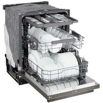 LG 24 Inch Built-In Dishwasher With Flushfit, 1Hr Cycle, Top Control, Towel Bar Handle, 46 Db, Smart Wi-Fi With Remote Start, Quadwash Pro, Dynamic Heat Dry With Autovent? Dry, Steam, Fixed 3rd Rack, Adjustable Middle Rack, Floor Status Indicator Light: Printproof Black Stainless Steel — thumbnail 28