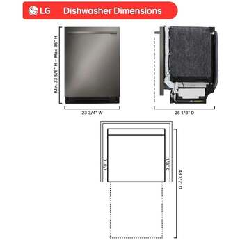 LG 24 Inch Built-In Dishwasher With Flushfit, 1Hr Cycle, Top Control, Towel Bar Handle, 46 Db, Smart Wi-Fi With Remote Start, Quadwash Pro, Dynamic Heat Dry With Autovent? Dry, Steam, Fixed 3rd Rack, Adjustable Middle Rack, Floor Status Indicator Light: Printproof Black Stainless Steel — thumbnail 29