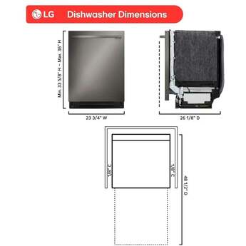 LG 24 Inch Built-In Dishwasher With Flushfit, 1Hr Cycle, Top Control, Towel Bar Handle, 46 Db, Smart Wi-Fi With Remote Start, Quadwash Pro, Dynamic Heat Dry With Autovent? Dry, Steam, Fixed 3rd Rack, Adjustable Middle Rack, Floor Status Indicator Light: Printproof Black Stainless Steel — thumbnail 3