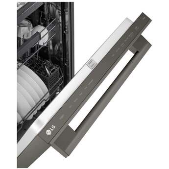 LG 24 Inch Built-In Dishwasher With Flushfit, 1Hr Cycle, Top Control, Towel Bar Handle, 46 Db, Smart Wi-Fi With Remote Start, Quadwash Pro, Dynamic Heat Dry With Autovent? Dry, Steam, Fixed 3rd Rack, Adjustable Middle Rack, Floor Status Indicator Light: Printproof Black Stainless Steel — thumbnail 33