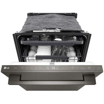 LG 24 Inch Built-In Dishwasher With Flushfit, 1Hr Cycle, Top Control, Towel Bar Handle, 46 Db, Smart Wi-Fi With Remote Start, Quadwash Pro, Dynamic Heat Dry With Autovent? Dry, Steam, Fixed 3rd Rack, Adjustable Middle Rack, Floor Status Indicator Light: Printproof Black Stainless Steel — thumbnail 35