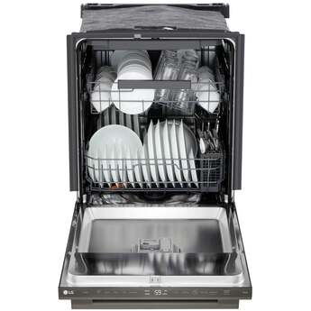 LG 24 Inch Built-In Dishwasher With Flushfit, 1Hr Cycle, Top Control, Towel Bar Handle, 46 Db, Smart Wi-Fi With Remote Start, Quadwash Pro, Dynamic Heat Dry With Autovent? Dry, Steam, Fixed 3rd Rack, Adjustable Middle Rack, Floor Status Indicator Light: Printproof Black Stainless Steel — thumbnail 36
