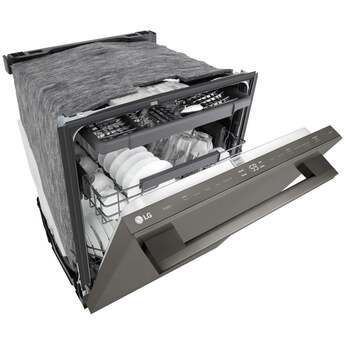 LG 24 Inch Built-In Dishwasher With Flushfit, 1Hr Cycle, Top Control, Towel Bar Handle, 46 Db, Smart Wi-Fi With Remote Start, Quadwash Pro, Dynamic Heat Dry With Autovent? Dry, Steam, Fixed 3rd Rack, Adjustable Middle Rack, Floor Status Indicator Light: Printproof Black Stainless Steel — thumbnail 39