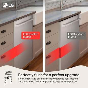 LG 24 Inch Built-In Dishwasher With Flushfit, 1Hr Cycle, Top Control, Towel Bar Handle, 46 Db, Smart Wi-Fi With Remote Start, Quadwash Pro, Dynamic Heat Dry With Autovent? Dry, Steam, Fixed 3rd Rack, Adjustable Middle Rack, Floor Status Indicator Light: Printproof Black Stainless Steel — thumbnail 4