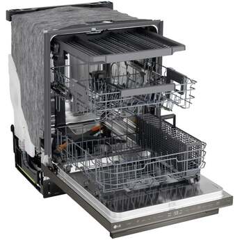 LG 24 Inch Built-In Dishwasher With Flushfit, 1Hr Cycle, Top Control, Towel Bar Handle, 46 Db, Smart Wi-Fi With Remote Start, Quadwash Pro, Dynamic Heat Dry With Autovent? Dry, Steam, Fixed 3rd Rack, Adjustable Middle Rack, Floor Status Indicator Light: Printproof Black Stainless Steel — thumbnail 42